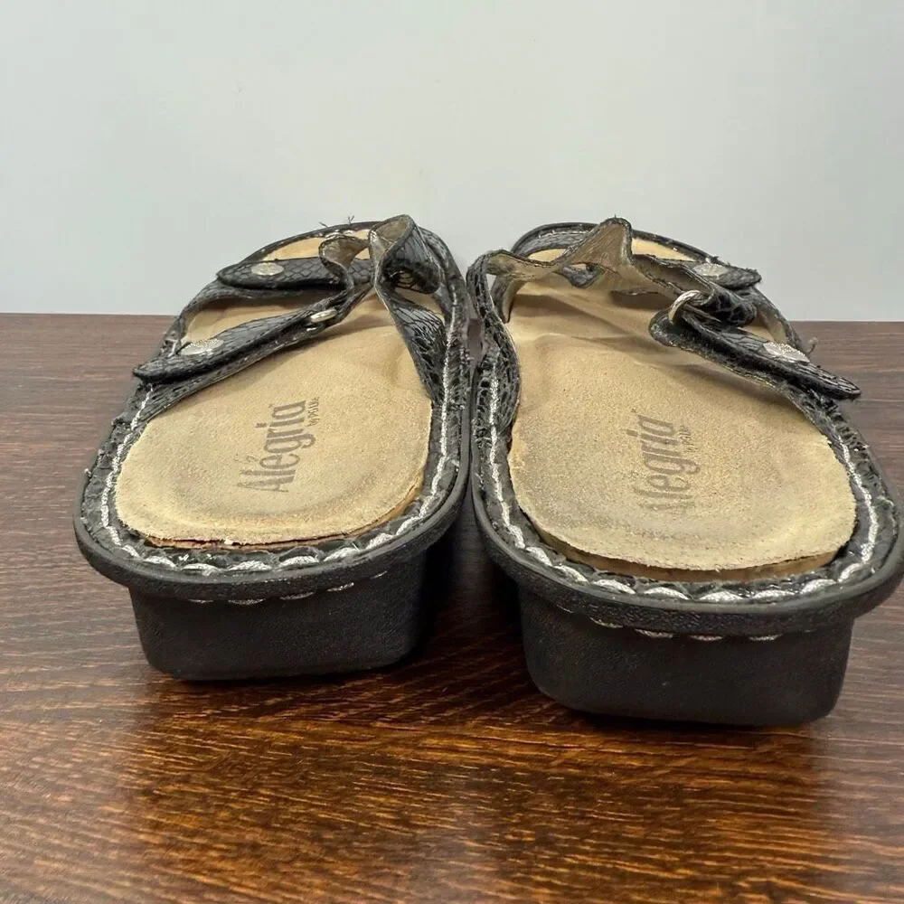 Alegria Womens Venice black leather slide sandal ven 701 size 38 1.5